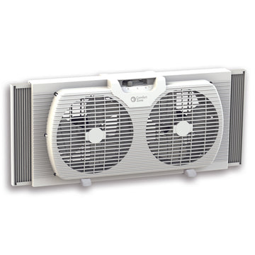 Comfort Zone 9" White Twin Window Fan CZ319WT
